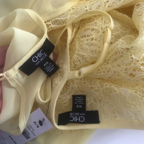 CHIC by Jacob Yellow Flowy Tank Lace Blouse Set - Picture 15 of 16